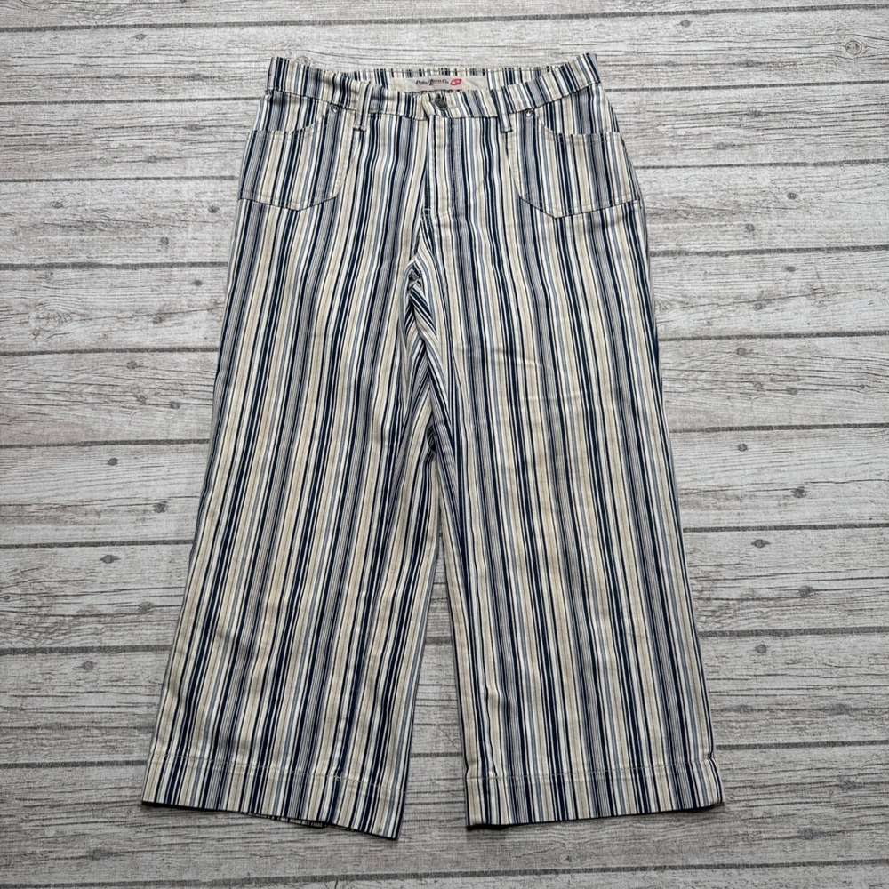 Point Zero Jeanswear Pants Women's 29 Blue Striped Cropped Wide Leg Baggy Canada